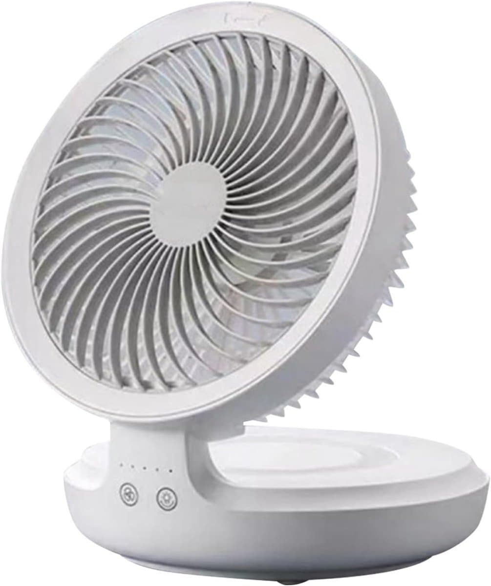 VHV - Mini Ventilator - Tafelventilator - USB Ventilator - Oplaadbare Bureau Ventilator - Nachtlamp En Oscillatie - Voor Bureau Slaapkamer Camping — afbeelding 1