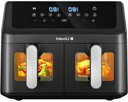 Heteluchtfriteuse - Airfryer XXL - Gezond Koken - Dubbele Zone - 9 Liter - Zwart