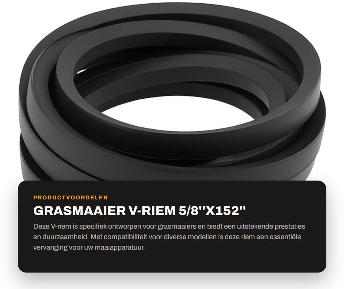 Dailygoods- V-riem 5/8''x152'' - Compatibel met Scag/Husqvarna - Duurzaam materiaal - Slijtvast - Stabiliteit - Verbeterde werking - Grasmaaierriem — afbeelding 1