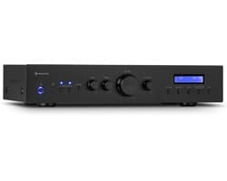 Auna Versterker, HiFi stereo mini-versterker, HiFi-versterker met bas- & treble-regelaar, 2-kanaals audioversterker, Stereo-versterker met afstandsbediening & DAB-radio, AV-receiver