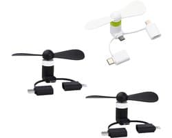 Dailygoods - 3-in-1 Mini-Telefoonventilator voor Smartphone en Tablet