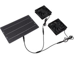 aladdien - Zonnepaneel Ventilator Kit - 10W Dubbele Uitlaat - Weerbestendig - Geschikt voor Kippenhokken en Kassen - Wandmontage - Multifunctioneel
