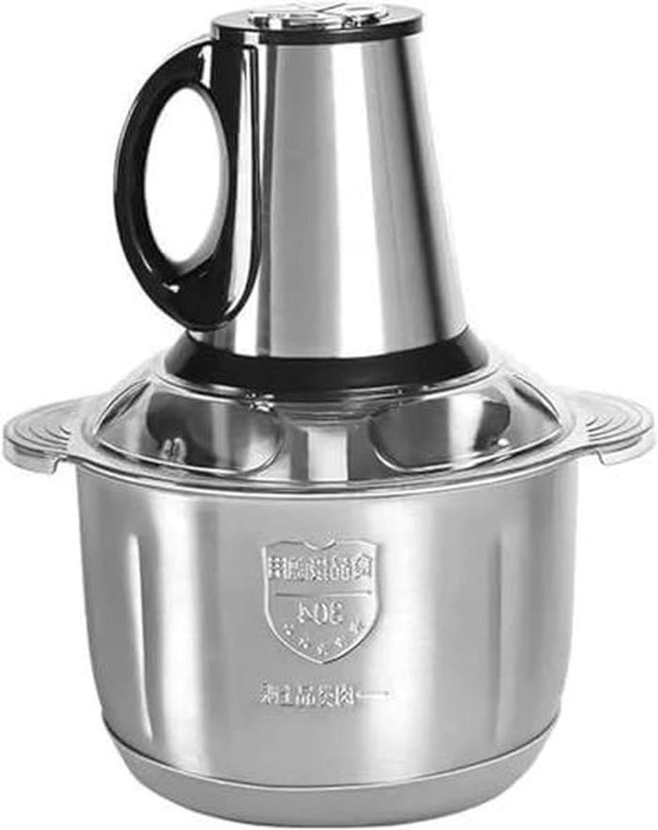 Elektrische hakmolen - Keukenmixer vleesmolen - Ingrediënten verwerken - 5 liter roestvrijstalen kom - 350W motor - Zilver — afbeelding 1