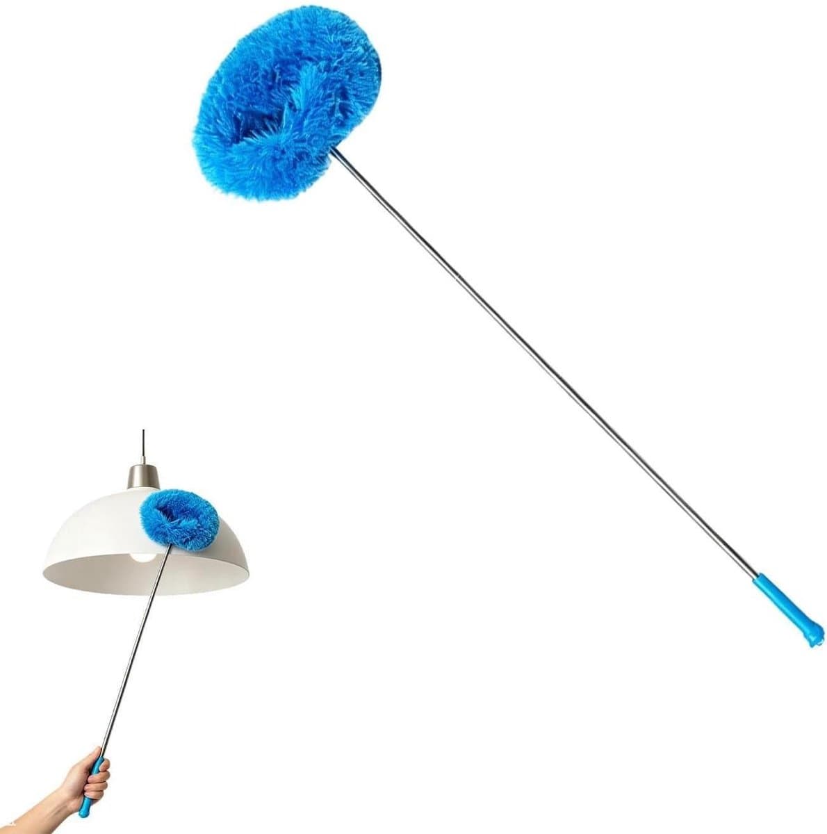 Ventilator Stoffer - Lange Borstel - Hoge Plekken Reinigen - Verstelbare Steel - Tot 115 cm - Blauw — afbeelding 1