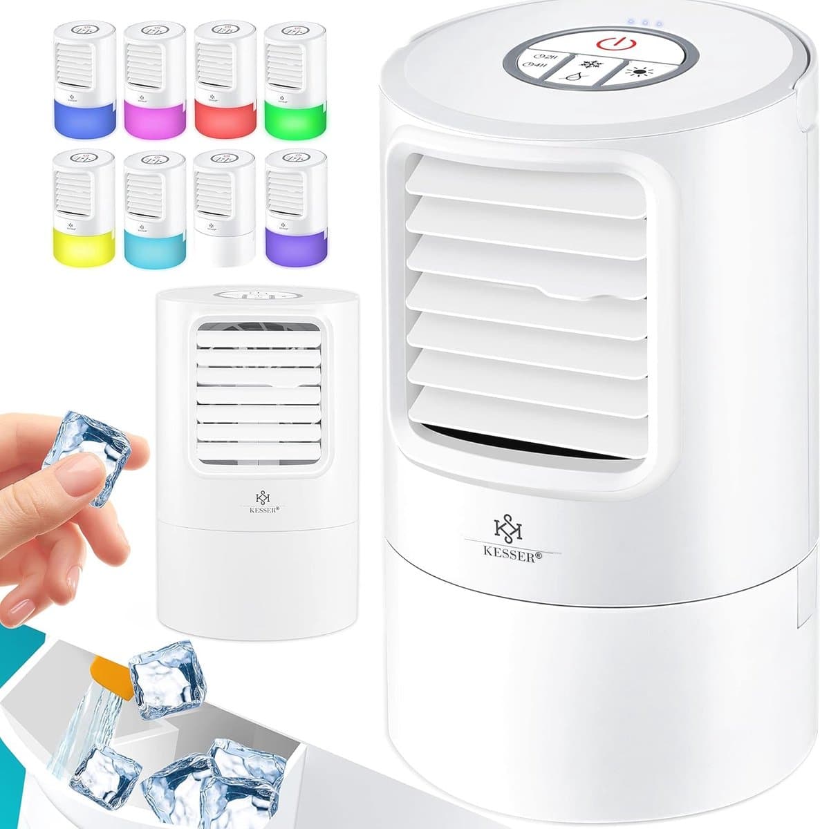 4-in-1 Mobiele Airconditioner | Mini Ventilator met LED Sfeerverlichting | Luchtbevochtiger en Ionisator | Draagbare Luchtkoeler — afbeelding 1