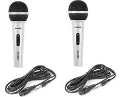 Karaoke microfoon - Fenton DM100W - Set van twee karaoke microfoons - Ook geschikt voor de DJ!- Wit