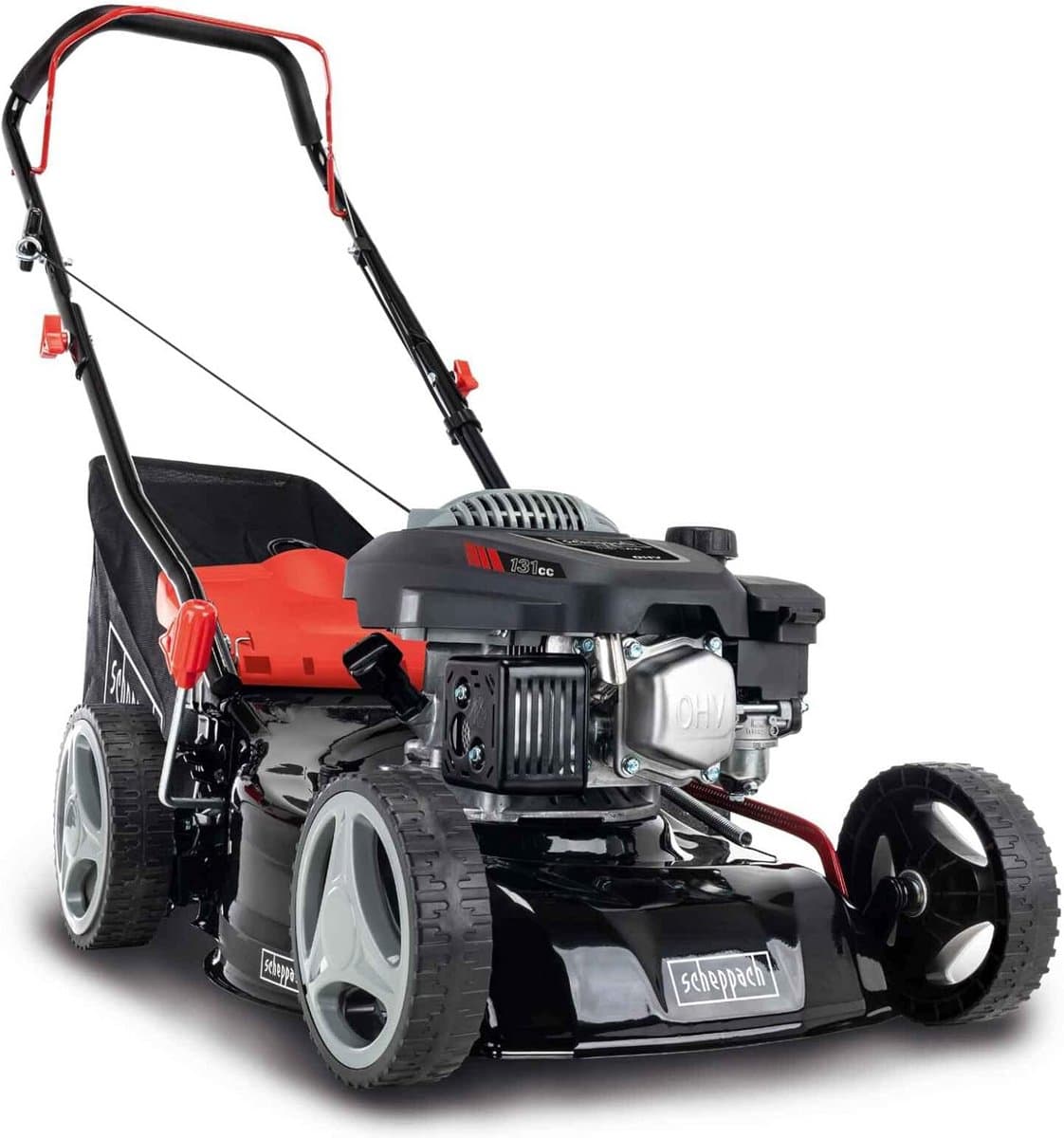 Benzine Duwmaaier - Loopmaaier Gazon - Kleinere Tuinen - Zelfaandrijving Grote Wielen - 42 cm Maaibreedte - Rood Zwart — afbeelding 1