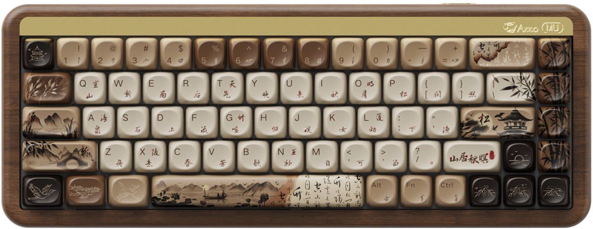Akko MU01 Mountain Seclusion toetsenbord Gamen USB + RF Wireless + Bluetooth QWERTY Amerikaans Engels Hout — afbeelding 1