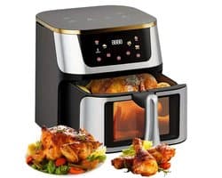 Heteluchtfriteuse – Airfryer - Airfryer Oven - 12L - 2000W - Touch Display - Airfryer Zonder Olie - Kijkvenster - RVS - Hoge Temperatuur - Zwart