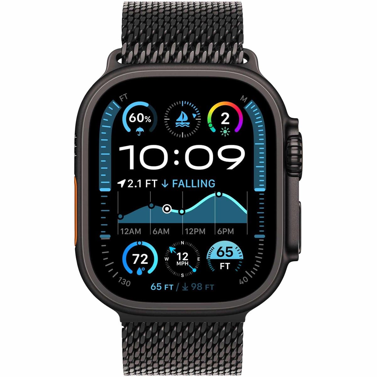 Apple Watch Ultra 2 GPS + Cellular 49mm Black Titanium Case with Black Titanium Milanese Loop - L — afbeelding 1