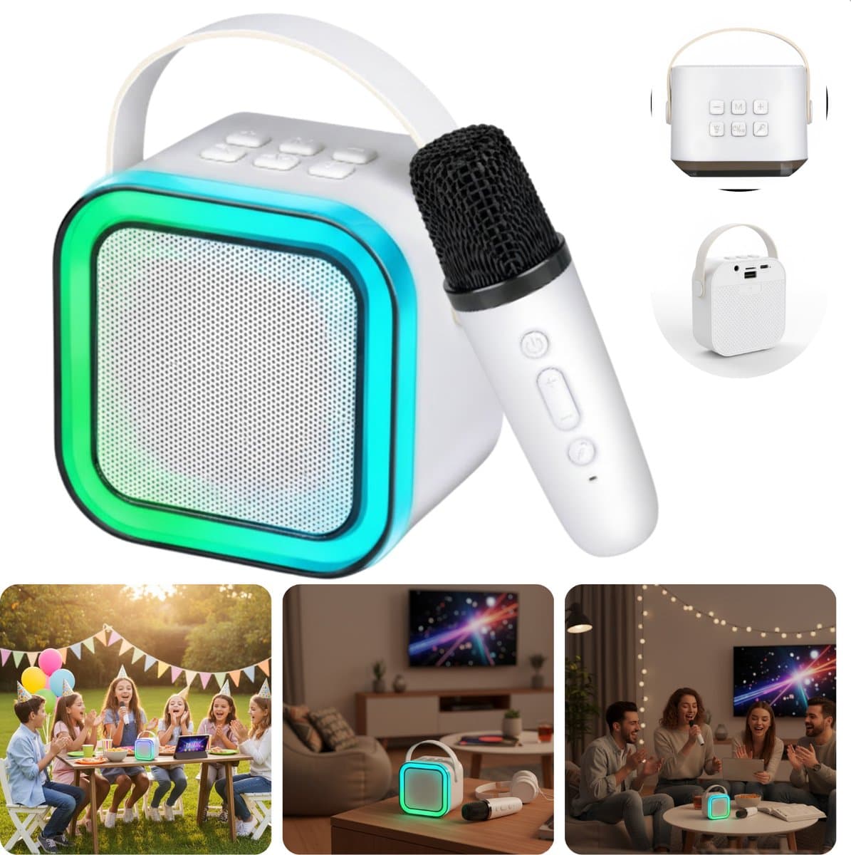 Cheqo® Draadloze Karaoke Set - Karaoke Set Mini - Compacte Karaoke Set - Draadloze Microfoon - RGB-Verlichting - Karaoke Voor Kinderen - Karaoke Voor Volwassenen - Bluetooth - AUX- USB - Party Speaker - Bluetooth Speaker — afbeelding 1