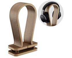 Universele houten hoofdtelefoonstandaard met kabelhouder - Stijlvolle en functionele accessoires voor je bureau