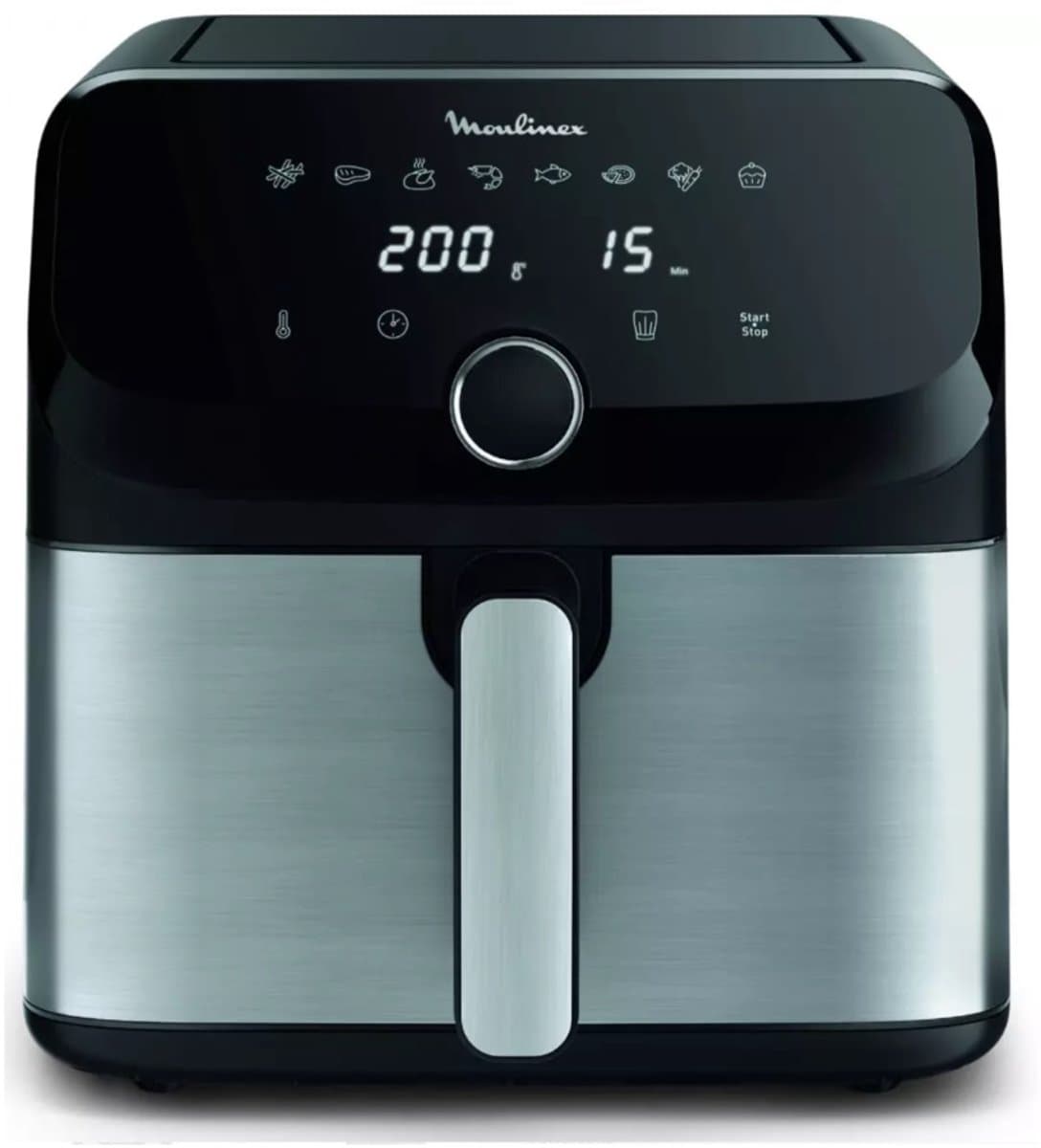 Moulinex Easy Fry Mega EZ855D20 friteuse Enkel 7,5 l Vrijstaand Heteluchtfriteuse Zwart, Roestvrijstaal — afbeelding 1