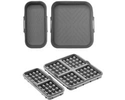 4 stuks Air Fryer Accessories - geschikt voor Philips Airfryer Dual Basket 3000 Series NA350 - Includes Waffle Mold Accessories en Bakplaat - grijs
