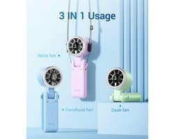 Draagbare Handheld Turboventilator - 5 Versnellingen - Tot 12 Uur Beter Koelen - 3-in-1 Ventilator voor Outdoor en Reizen