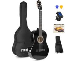 Klassieke Akoestische Gitaar 4/4 - Met Nylon Snaren - MAX SoloArt - Beginnersset met Accessoires - Zwart