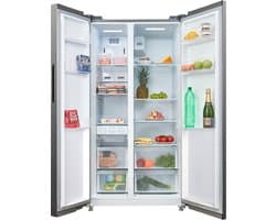 Inventum SKV0178R No Frost energiezuinige Amerikaanse koelkast - 555 liter - Digitaal led-display - IJsblokjesmaker - Stil: 37 dB Superkoelen - Supervriezen - 2 deuren - Energielabel D - RVS