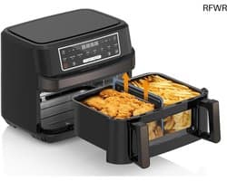 RFWR® Dubbele kamer heteluchtfriteuse 12 liter - 2600 W, 8-in-1 airfryer met touchscreen