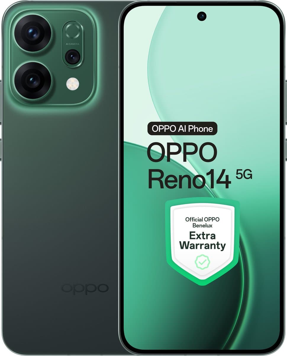 OPPO Reno14 5G 12+256GB Luminous Green - Extra Garantie — afbeelding 1