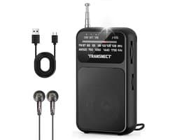 Transnect® - Draagbare Noodradio - Zwart - AM/FM - Oplaadbaar & Op Batterijen - Koptelefoonaansluiting - Draagbare Radio - Wereldradio - Noodpakket Must Have - Zakradio - Voor Rampen - Kleine - Transistor Radio - Telescopische Antenne