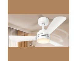 Bovista Plafondventilator - Met Verlichting - Plafond Ventilator - Met Lamp - Plafonniere Met Ventilator - Met Licht - Wit - 90cm