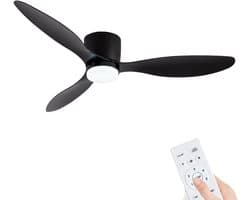 Bovista Plafondventilator - Met Verlichting - Plafond Ventilator - Met Lamp - Plafonniere Met Ventilator - Met Licht - Zwart - 106cm