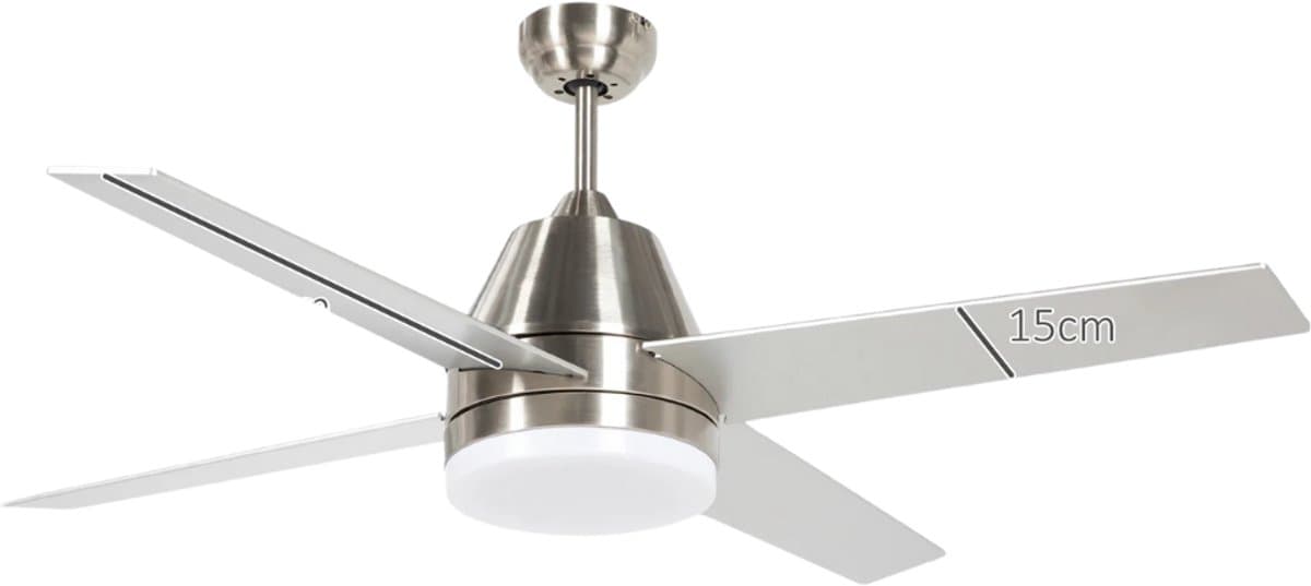 Nivard Plafondventilator - Met Verlichting - Plafond Ventilator - Met Lamp - Plafonniere Met Ventilator - Met Licht - Zilver - 130cm — afbeelding 1
