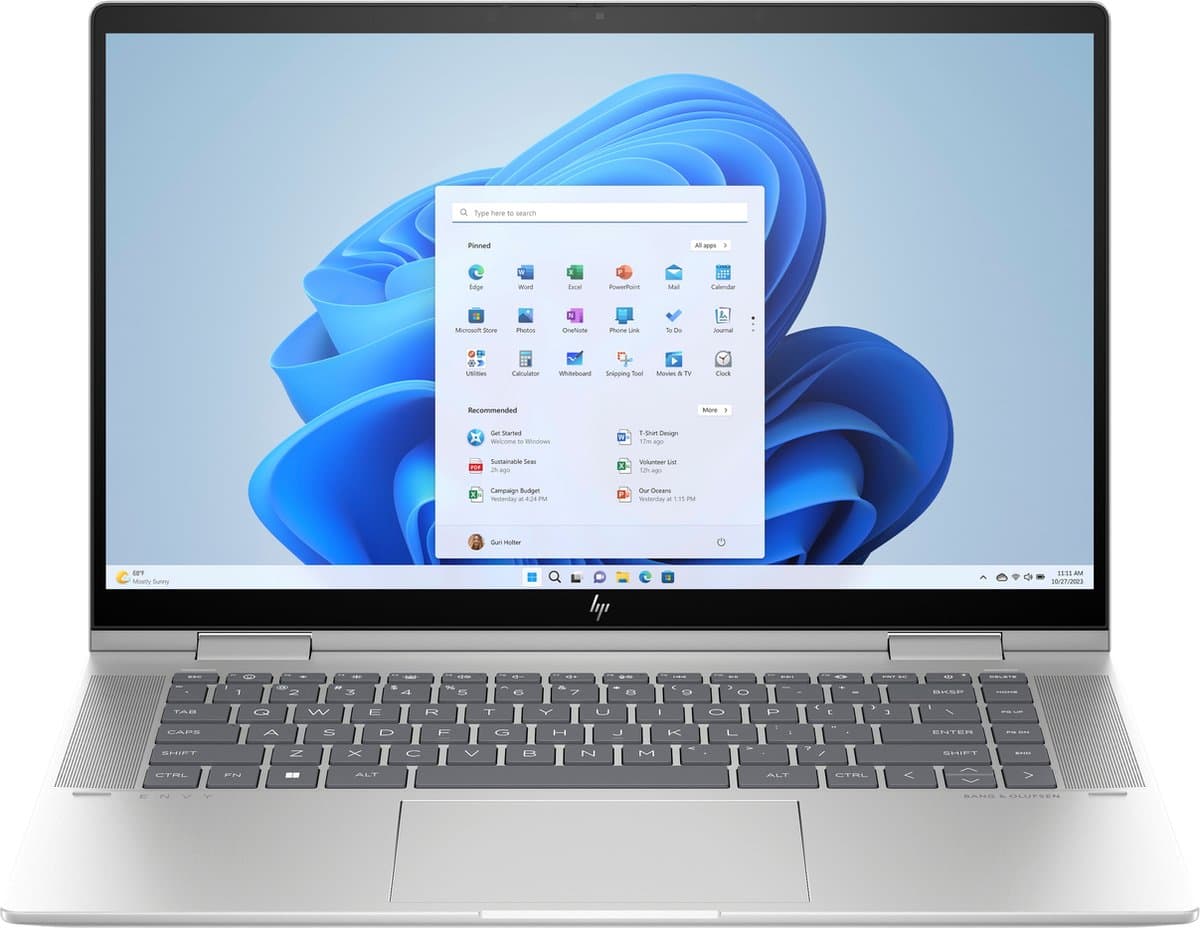 HP ENVY x360 15-fe0953nd Intel® Core™ i5 i5-1335U Hybride (2-in-1) 39,6 cm (15.6") Touchscreen Full HD 16 GB LPDDR5-SDRAM 512 GB SSD Wi-Fi 6E (802.11ax) Windows 11 Home Zilver — afbeelding 1
