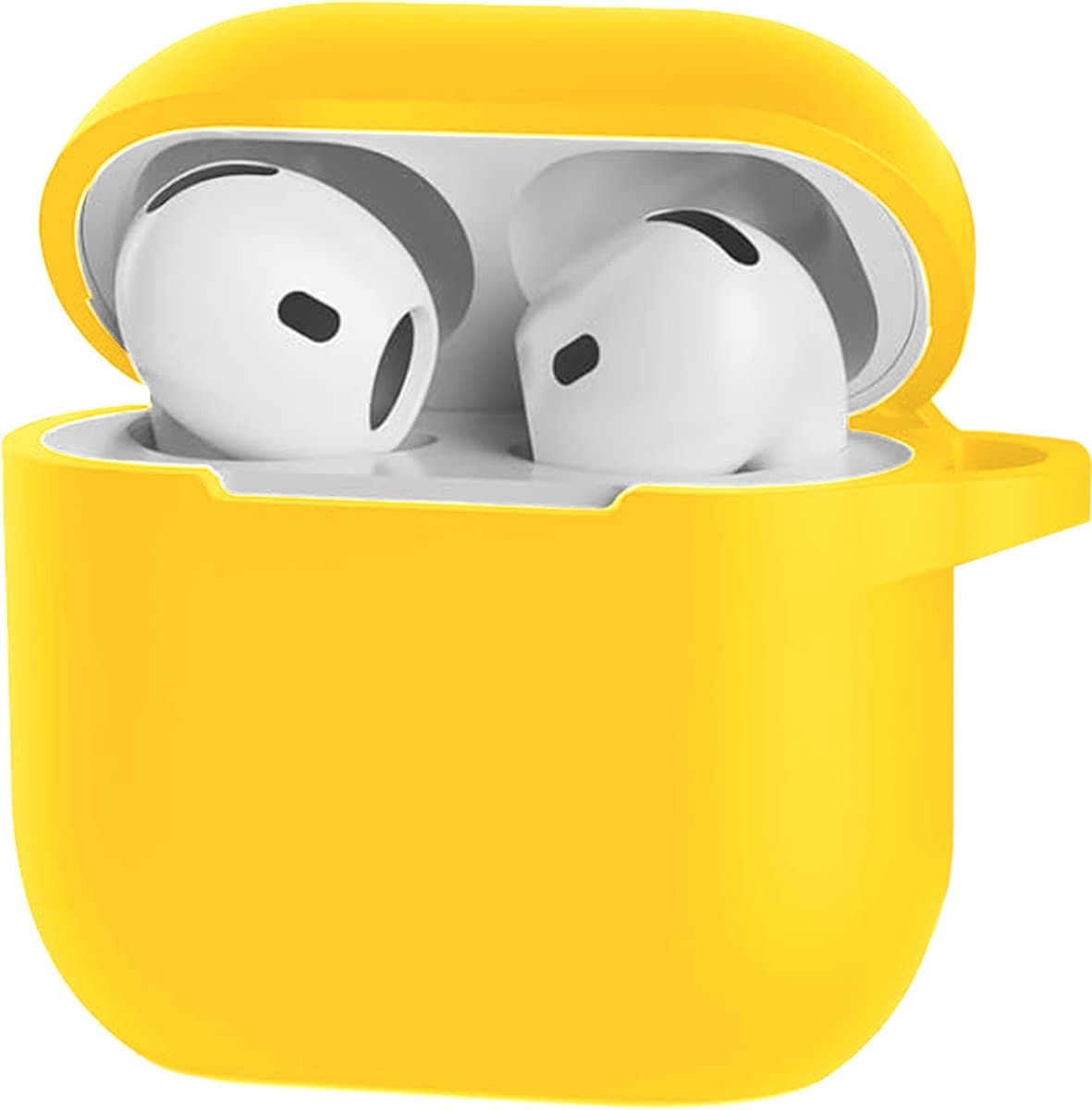 Hoesje Geschikt voor Apple AirPods 5 - Siliconen Hoes met Clip - Silicone Case Cover - Geel — afbeelding 1