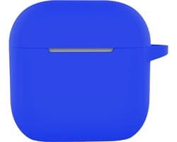 Hoesje - Geschikt voor Apple AirPods 5 - met Clip - Siliconen Hoes - Silicone Case Cover - Blauw