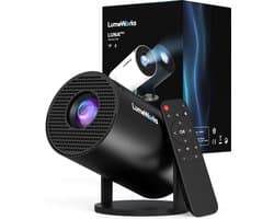 LumeWorks Luna Mini Beamer 2026 - 4K Support - Smart Projector met Android 14 - WiFi 6 & Bluetooth - Home Cinema - Draagbaar - Streamen vanaf Telefoon - Zwart