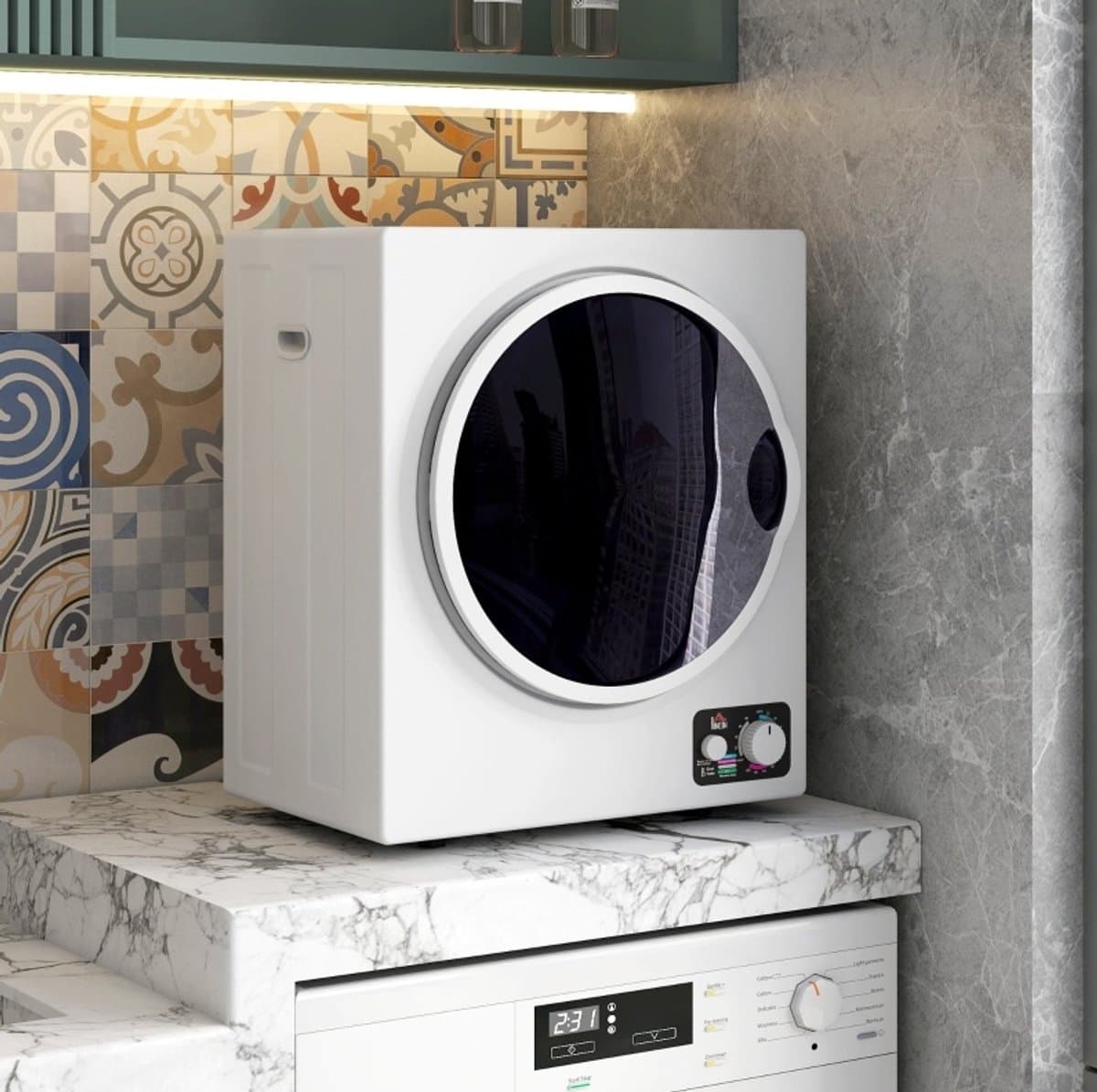 MODFU - Mini Wasdroger - 4 Kg - 4 Programma's - 2 Warmtestanden - Afvoerdroger - Wit — afbeelding 1