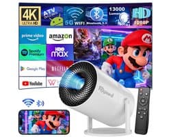 Digisand® X3 Mini Beamer Smart Projector –4K Draagbare Beamers-Native Full HD - 350 ANSI 13000 Lumen Home Cinema- Laserprojector Thuisbioscoop- Auto Keystone- iOS&Android 14-WiFi & Bluetooth