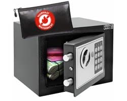 LEBENLANG Kluis - Incl. Brandwerende tas & Noodsleutel I 5 Liter | Brandkluis Met Cijferslot Voor Geld & Sieraden I Wandkluis Inbouwkluis Kleine Safebox