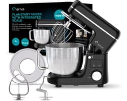 ARIVA-Keukenmachine-1800W maximaal-Met ingebouwde weegschaal-5 Liter-8 Snelheden-Keukenrobot-Keukenmixer