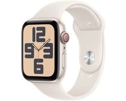 Apple Watch SE 2024 GPS + Cellular 44mm Starlight Aluminium Case with Starlight Sport Band - S/M