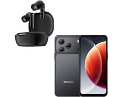 Blackview WAVE 7C Smartphone - 4G Telefoon Android 16 - 16GB+64GB - Zwart + Blackview AirBuds 17 - Draadloze Koptelefoon Bluetooth 6.0 - Zwart
