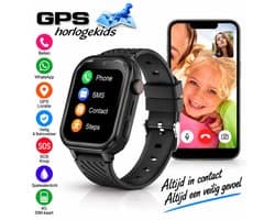 GPSHorlogeKids© - GPS horloge kind - smartwatch kinderen - WhatsApp - 4G videobellen - spatwaterdicht - SOS alarm - SMS - incl SIM - Turn Zwart