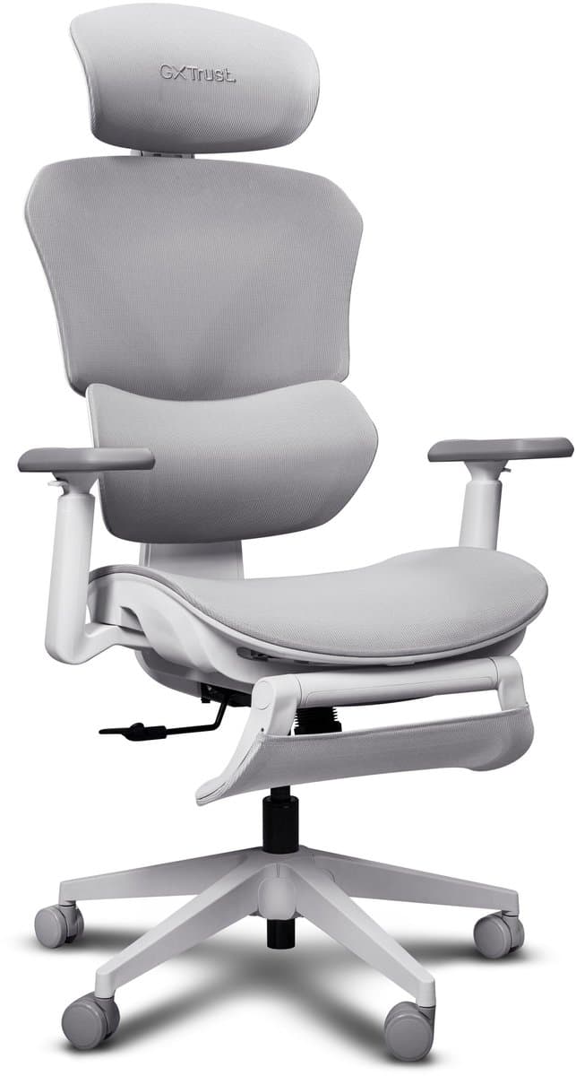 Trust GXT 725W Rivara - Ergonomische Gamestoel - 3D-armleuningen - Ademende Mesh - Ingebouwde beensteun - Tot 150 kg - Wit — afbeelding 1