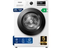 Heinner HWM-HME7012IVSMA+++ Slanke Wasmachine 7 kg - 47 cm Diep - 1200 toeren - Invertermotor - Energieklasse A - 15 programma's - Stoomfunctie - Anti-Allergie - Kinderslot - Digitaal Display - Wit - 5 Jaar Garantie