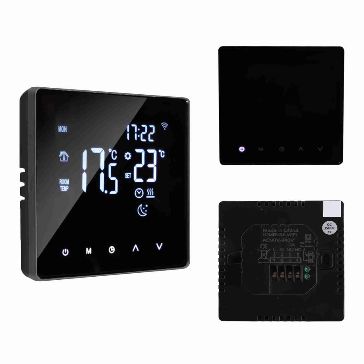 Inbouwthermostaat – WiFi – LCD-touchscreen – Weekprogrammering – Voor Verwarmingssystemen — afbeelding 1