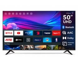 QLED Smart TV 50 Inch – 4K Ultra HD met HDR10, WiFi, Bluetooth 5.1, Google Cast en 3x HDMI