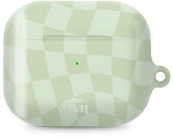 xoxo Wildhearts hoesje geschikt voor AirPods Pro 2 - Pretty Pistache - Glossy - Ook als telefoonhoesje verkrijgbaar - schokbestendige case - koptelefoon hoesje - Glimmend - Beschermhoes met golvende blokjes - Golven - Groen