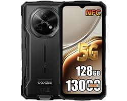 DOOGEE Fire 7 Robuuste Smartphone - IP68/IP69K Outdoor Telefoon - Dual SIM 5G - 6GB RAM - 128GB ROM - 13000mAh 18W - Android 15 - 6,6 inch - 64MP AI-camera - NFC, GPS, OTG - Zwart