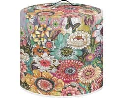 Drukpan Afdekhoes - Keukenapparaat Cover - Keuken Organiseren - Met Opbergvak - L 38cm x 36cm - Bloemenprint Roze