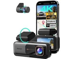 Dashcam voor auto - Zwart - G980H zonder SD-kaart - 4K Dubbele Camera met GPS en Nachtzicht - Voor Veilig Rijden