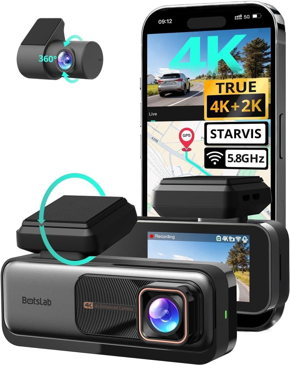 Dashcam voor auto - Zwart - G980H zonder SD-kaart - 4K Dubbele Camera met GPS en Nachtzicht - Voor Veilig Rijden — afbeelding 1