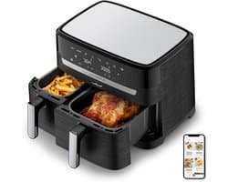 Heteluchtfriteuse - Dubbele lade - Complete maaltijden - 7 automatische programma's - 83 liter - Zwart