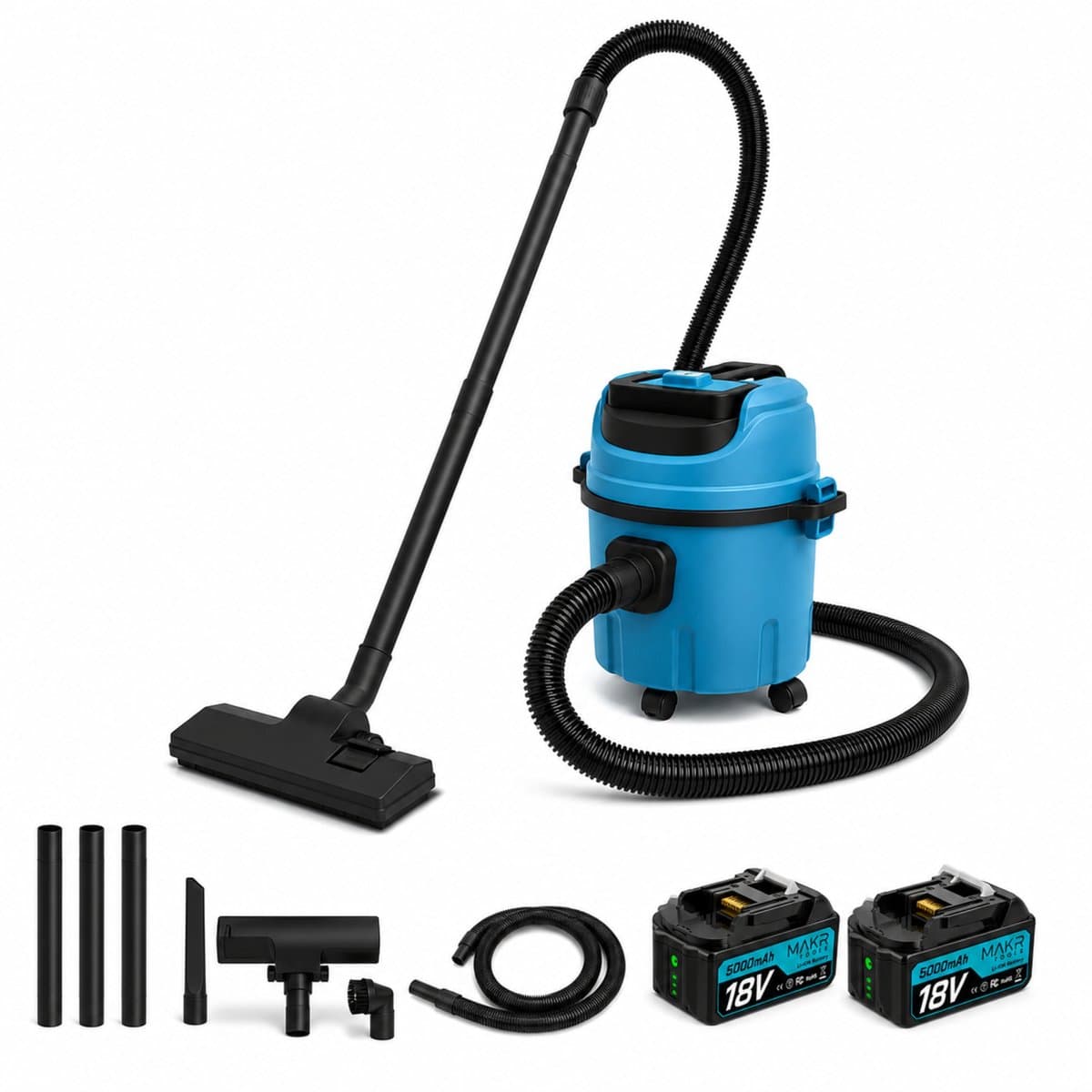 Alleszuiger Nat & Droog 18V – Compatibel met Makita LXT – 30 kPa – 10L – Bouwstofzuiger met 3 Opzetstukken — afbeelding 1