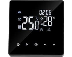 Digitale Thermostaat - Programmeerbare Regelaar - Verwarming Instellen - Energiebesparend - 89x86mm - Zwart